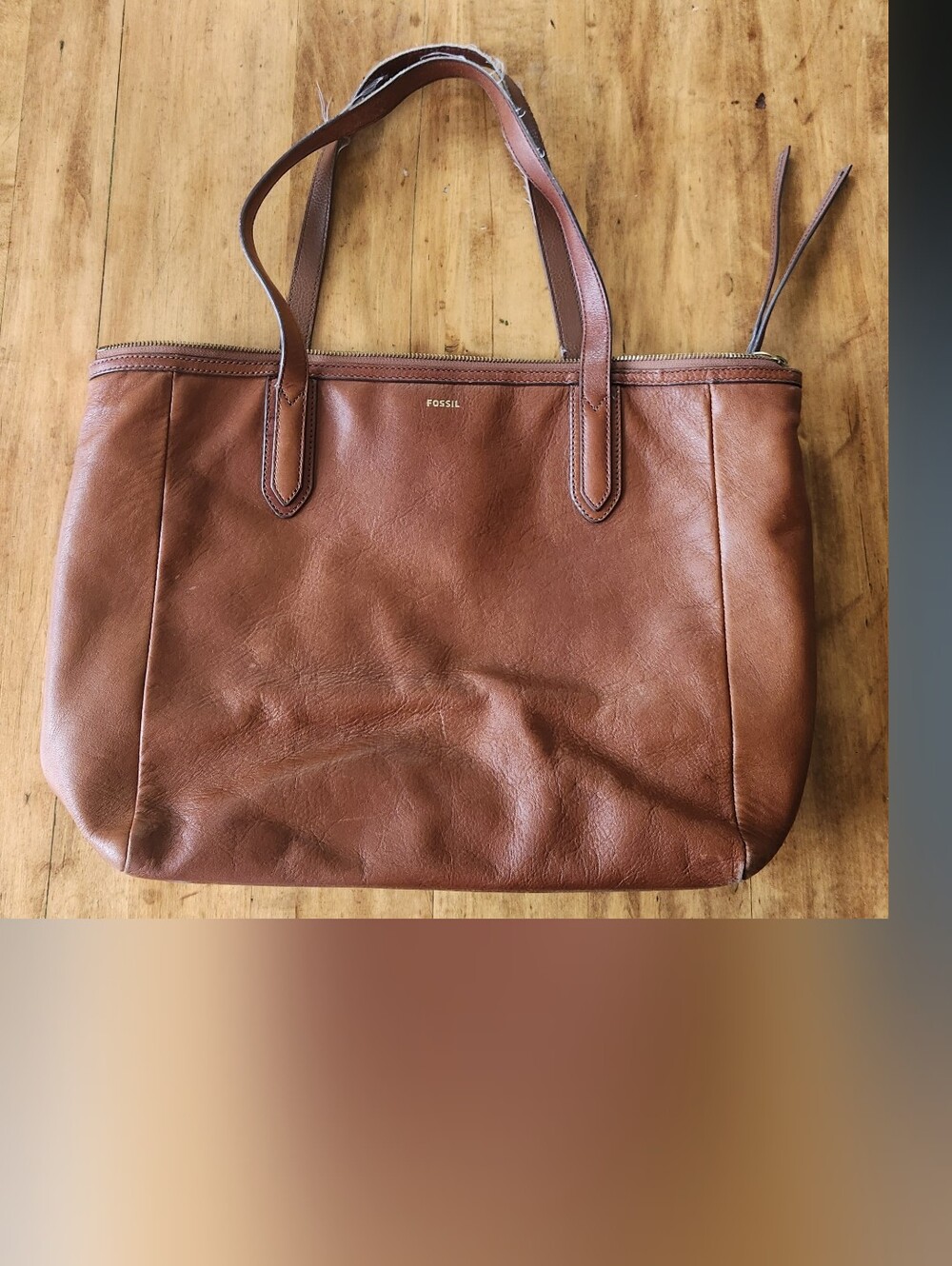 Fossil Brown Leather Tote Bag